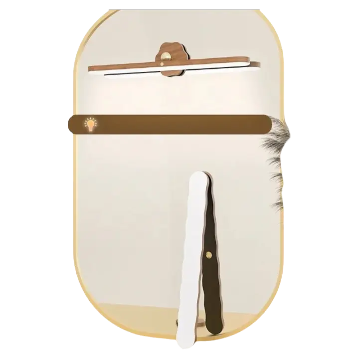 Lámpara De Noche LED De Madera Con Espejo Luz Frontal Recargable Portátil Magnética Para Pared Para Dormitorio Lámpara De Borde Táctil - 1