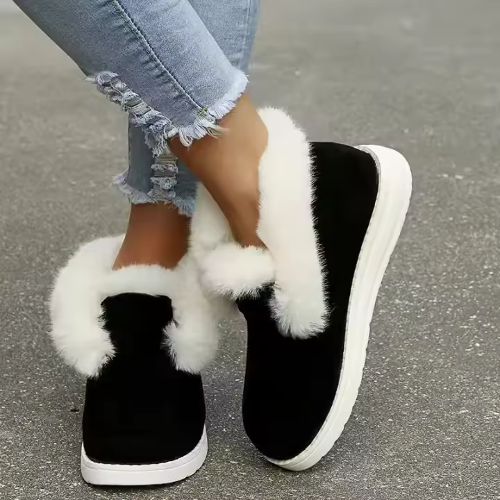 Botas de nieve cálidas de lana sin cordones para mujer, zapatos de mujer de gamuza, invierno, novedad - 1