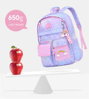 Mochila escolar para niños y niñas, de arcoíris morral, color rosa y morado - details 3