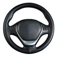 Fundas para volante de coche trenzadas DIY 38cm fundas de coche de cuero Artificial suave con aguja e hilo accesorios para automóviles - details 0