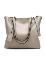 Bolso de cuero encerado para mujer, bolsa de hombro con doble correa, sencillo, para compras, 2022 - details 8