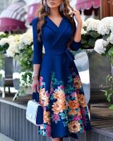 Vestido de cintura con tirantes y cuello en V a la moda para mujer, nuevo vestido de mujer de manga media con temperamento para ir al trabajo - details 0