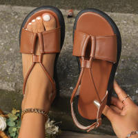 Sandalias de verano para mujer, talla grande, suela gruesa, estilo nuevo, color sólido, sencillas. - details 14