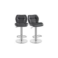 Juego de Taburetes de Bar de Altura Ajustable 86-107,5 cm Sillas de Bar Asiento Giratorio Reposapiés Cuadrado Estructura de Metal Galvanizado (Negro, 2 Unidades) - details 8