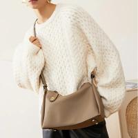 Elegante bolso de mujer de cuero genuino con correa de hombro ajustable y cierre de cremallera - Resistente a la decoloración, varios colores (gris oscuro/gris/blanco/negro) para desplazamientos y uso diario, bolso de cuero, accesorio elegante, bolso resi - details 1