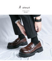 Mocasines de moda para hombre que realzan la sonrisa, zapatos de cuero formales de negocios con suela de plataforma - details 13