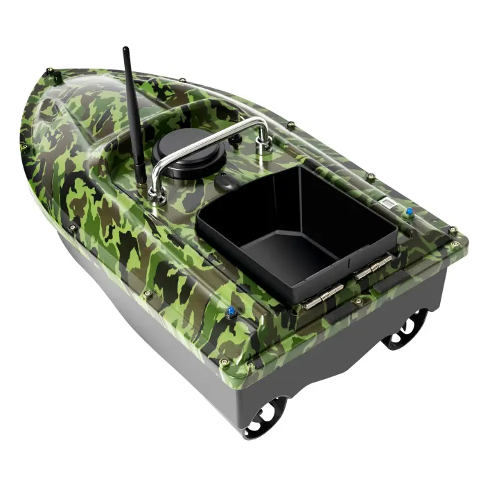 Barco de alimentación con control remoto, cebo de pesca nocturna, 500 m, 1,5 kg, Camuflaje - 1