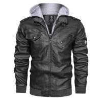 Chaqueta de Cuero de Moda para Hombres Ligera, Desmontable con Capucha, Estilo Callejero Tallas 5XL - details 0