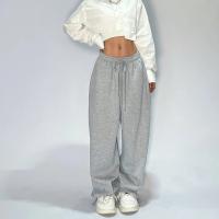 Pantalones de chándal grises informales y cómodos para mujer con cintura Starchy, corte holgado y pantalones de paracaídas - details 8