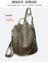 Mochilas de cuero suave para mujer, bolso de viaje impermeable, bolsos casuales para mujer, mochila antirrobo, estilo vintage, gran capacidad, color verde oscuro - details 1