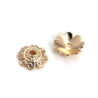 50 Uds. De cuentas redondas de latón de Color dorado de 18K, tapas de hojas de árbol y flores, suministros para hacer cuentas de joyería, accesorios Diy - details 10