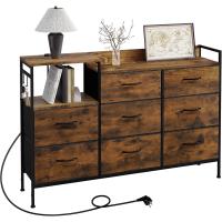 Cajonera para armario, cómoda dormitorio 8 cajones de tela, estantes de madera, cómoda de salón, cajas organizadoras, estructura metálica, estilo industrial - details 7