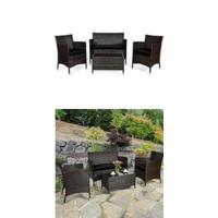 Conjunto de Muebles de Jardín 3 Piezas, 2 Sillones de Polirratán y 1 Mesa con Tablero de Cristal, Juego de Bistro con Cojines, Mesa y Silla para Terraza, Jardín, Patio - details 20