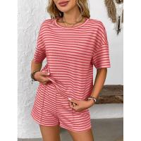 Ropa de Mujer Verano Nuevo Conjunto Deportivo de Shorts Casuales de Moda a Rayas de Punto para Mujer - details 8