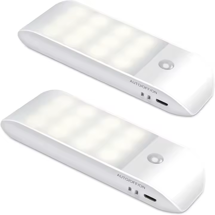 Luces nocturnas LED, luz nocturna, sensor recargable por USB, encendido/apagado automático, Bombilla de color natural iluminada con imanes - 1