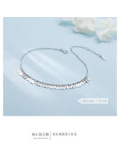 Tobillera de lentejuelas pequeñas de estilo étnico con borlas de hojas animadas de plata pura para mujer, regalo para estudiantes - details 5