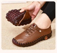 Zapatos de marca antideslizantes para mujer, zapatillas de cuero suave, mocasines cómodos sin cordones, zapatos para mamá con hilo de coser a mano - details 20