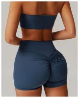 Pantalones cortos de Yoga de cintura alta afilados para mujer, pantalones cortos deportivos ajustados de secado rápido con realce de melocotón para correr y Fitness - details 5