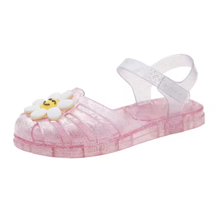 Sandalias de niña con flores, zapatos de gelatina tejida para bebé de 3 a 9 años - 1