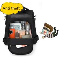Mochila Multifuncional Antirrobo Para Mujer Casual Nylon Sólida Con Correa Desmontable Bolso Escolar De Moda Para Viajes - details 4