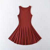 Vestido de Verano Elegante Estilo Europeo Americano Cuello Redondo Falda Elástica de Punto - details 5