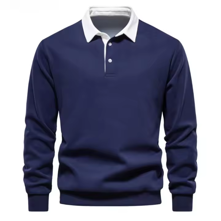 día del padre Otoño Camisa de suéter de manga larga para hombre Camisa deportiva informal de manga larga de color sólido Camisa deportiva informal de alta calidad para hombre - 1