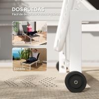 Reclinable Exterior con Ruedas Respaldo Ajustable en 5 Niveles y Estructura de Acero Carga 120 kg para Patio Terraza Balcón 166x60x84 cm Gris - details 6