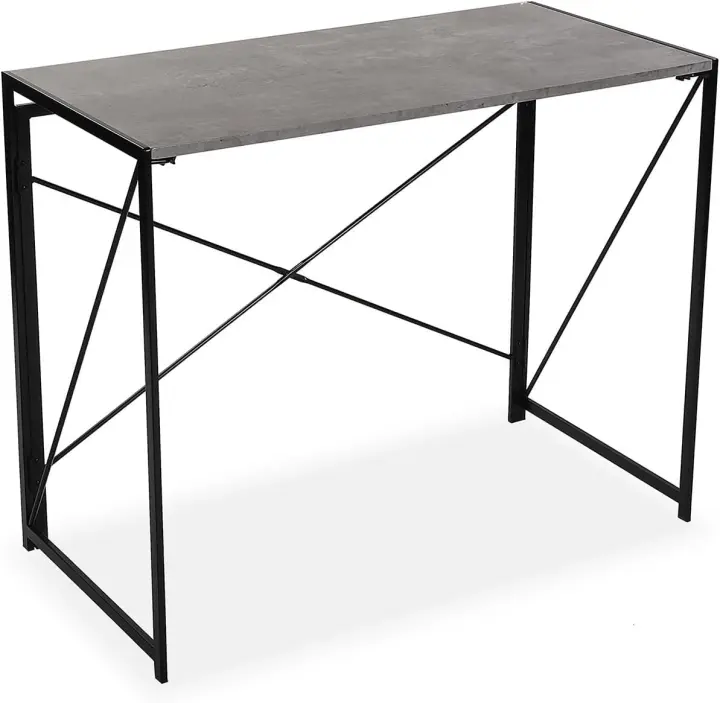 Escritorio Plegable para el Ordenador, Mesa para la Habitación o Estudio. Mesa Gaming, Medidas (Al x L x An) 74 x 45 x 90 cm, Madera y Metal, Color Blanco - 1