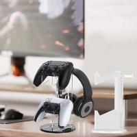 Soporte de exhibición acrílico de 2 capas para mando de juegos, transparente, con soporte para auriculares, colgador, controlador de juego inalámbrico, ahorro de espacio - details 10