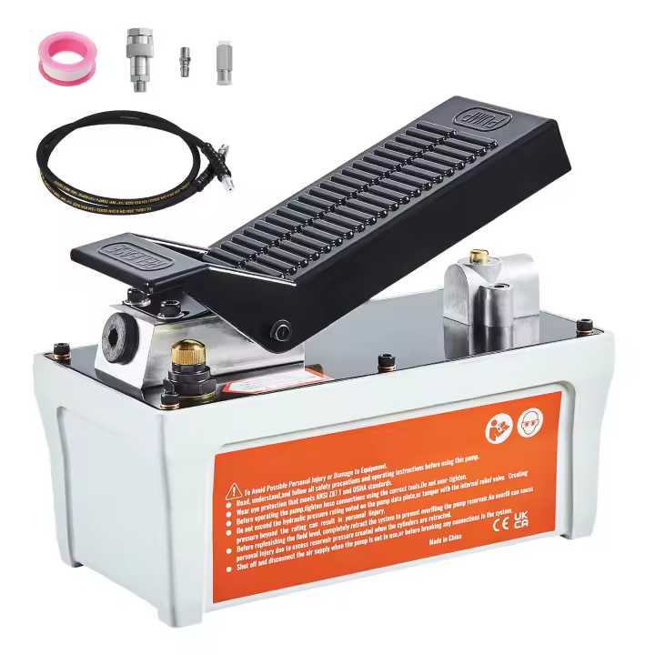 SucceBuy Bomba hidráulica de aire, 10,000 PSI, depósito de 1/2 galón, salida de aceite NPT de 3/8", entrada NPT de 1/4", manguera de 6,6 pies, accionada con el pie - 1