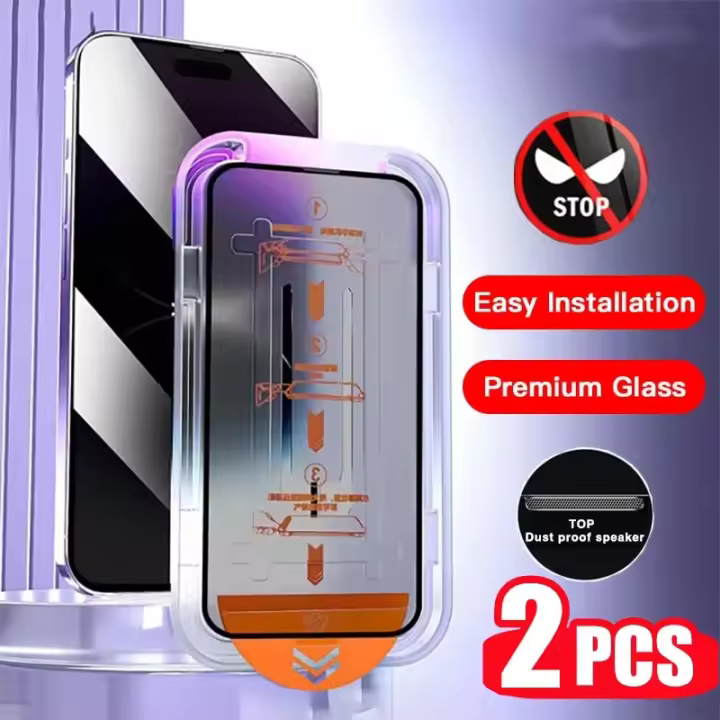 Protector de Pantalla de Vidrio de Privacidad sin Polvo para iPhone 2Pcs Accesorios de Electrónica - 1