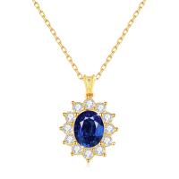 Collar de Oro 18k con Corundum Azul Real Joyería de Metal para Mujeres Longitud de 18 pulgadas - details 4