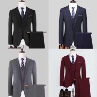 2024 Conjunto formal de boda para novio, versión coreana profesional de negocios de tres piezas, adelgazante - details 2