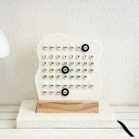 Calendario perpetuo Manual creativo, calendario Montessori ajustable de 3 anillos, indicador de fecha del mes, Base de madera, calendario de anillos redondos - details 3