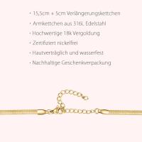 Pulsera para niña, cadena de hueso de serpiente, pulsera de acero inoxidable para niña chapada en oro de 18k y hoja ancha de plata de oro rosa para - details 0