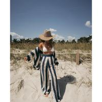 Conjunto de verano para mujer, camisa a rayas con cuello en V y pantalones anchos de punto holgado - details 26