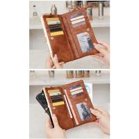 Cartera Larga Multifuncional De Colores Sólidos, Monedero De Mano Vintage, Tarjetero Con Cremallera Para Mujer - details 7