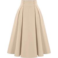 Falda Larga Solida de Cintura Alta Vintage Moda de Primavera-Verano 2024 - details 5
