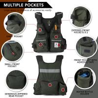Chaleco de Flotación Profesional para Hombres Traje de Pesca Marino Ajustable con Múltiples Bolsillos Impermeable y Portátil - details 2