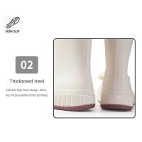 Botas de lluvia impermeables para mujer, zapatos ligeros de ojos grandes con asas fáciles de poner, Botas de lluvia sólidas de altura media - details 8