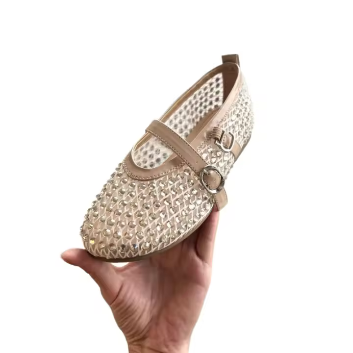 Diamantes de imitación Mary Jane zapatos de malla transpirable de hadas zapatos casuales de las mujeres de moda versátil solo zapatos - 1
