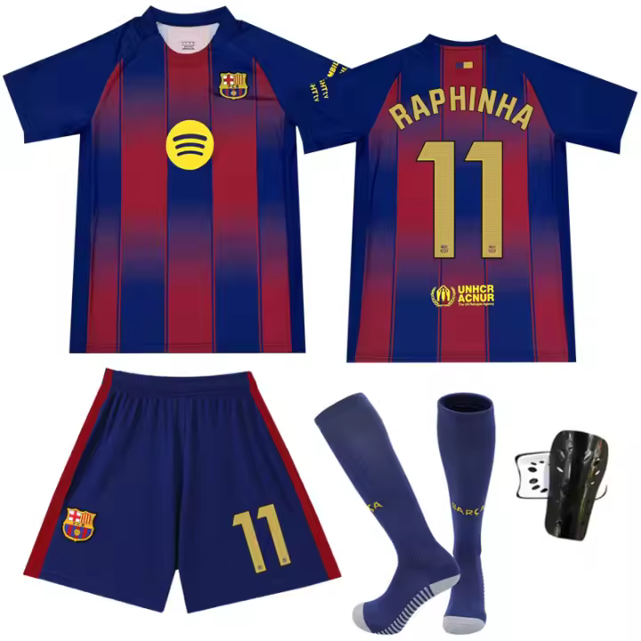 Los adultos2526 Nuevo uniforme de fútbol local del Barcelona No. 19 Yamal 9 Lewandowski 10 Messi Barcelona Suministro de comercio exterior de manga corta - 1