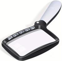 3x Large Rectangular Folding Handheld Magnifier with Dimmable LED Light - Great for seniors, reading, and low vision - details 1