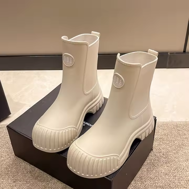 Botas de Lluvia para Mujeres de Moda Media Caña, Impermeables, Antideslizantes, Resistentes al Desgaste Zapatos de Goma de Cercanías - 1