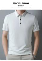Polos hombre manga corta ropa hombre Primavera verano nuevos hombres Casual Waffle manga corta Polo moda Color sólido Top - details 4