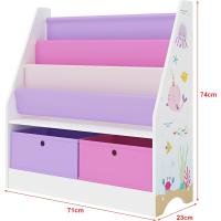 Estantería para Niños con Diseño de Unicornio Organizador de Libros con 3 Estantes y 2 Cajones Plegables 74 x 71 x 23 cm Blanco/Morado/Rosa - details 19