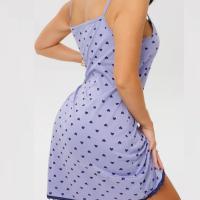 Verano de las mujeres europeas y americanas 2025 costura de encaje sexy camisón con tirantes vestido estampado morado - details 14