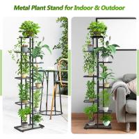 Estante de Almacenamiento para Plantas Metal Negro, Herramientas de Jardín y Guantes, 141 cm, Para Interior y Exterior, Escaleras para Plantas, para Balcón - details 2