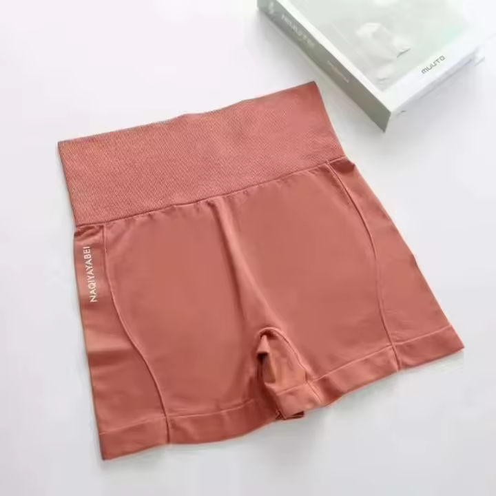Pantalones cortos de cintura alta para mujer, pantalones cortos deportivos ajustados sin costuras para andar en bicicleta, correr y fiestas - 1