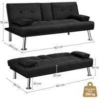 Sofá Cama Plegable de Poliéster 2 Plazas Soporte de Botella 167 X94 cm Max Capacidad 350 KG Gris - details 20